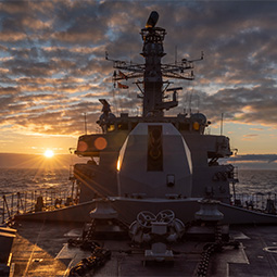 Dramatic image taken from the bow of HMS Northumberland
