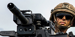 The Queen's Dragoon Guards with a 40mm Grenade Machine Gun photographed during multinational Exercises in Poland as part of NATO's Enhanced Forward Presence