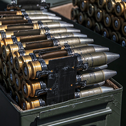 Pictured are 30mm (dummy) training cannon rounds for the Apache M230 (Chin mounted) Chain Gun