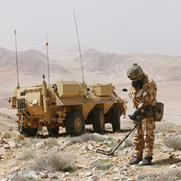  A Falcon Squadron trooper checking the area for mines.