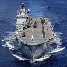 The Royal Navy's flagship, a large helicopter carrier.